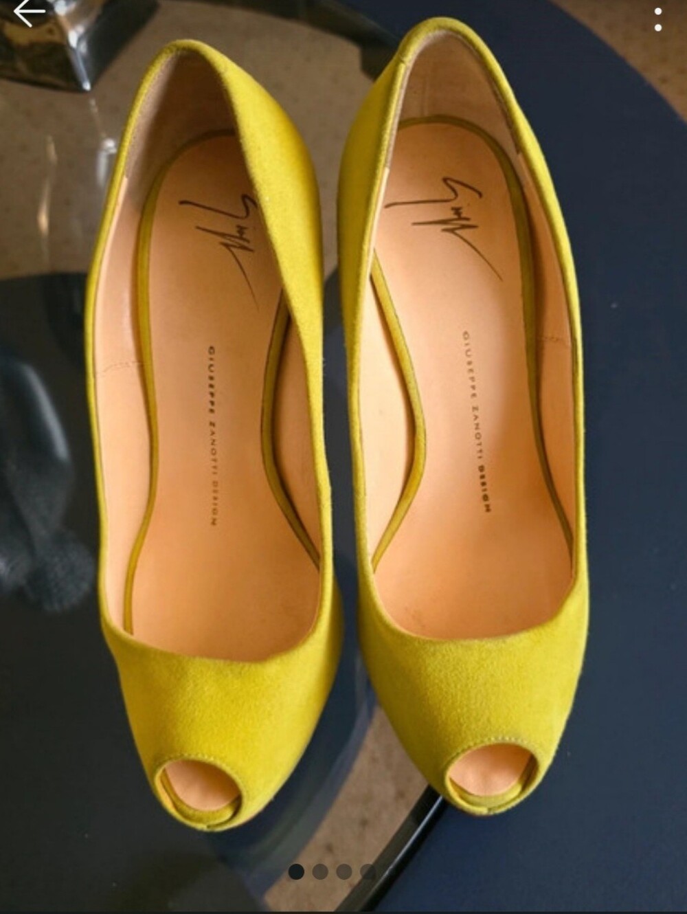 Giuseppe Zanotti Sharon Yellow Suede Peep-Toe Platform Pumps - Size 37